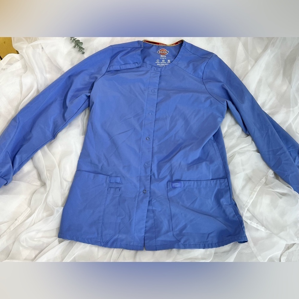 Dickies Ceil Blue Scrub Jacket Size Small